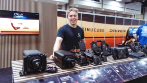 Simucube Booth with Happy Staff